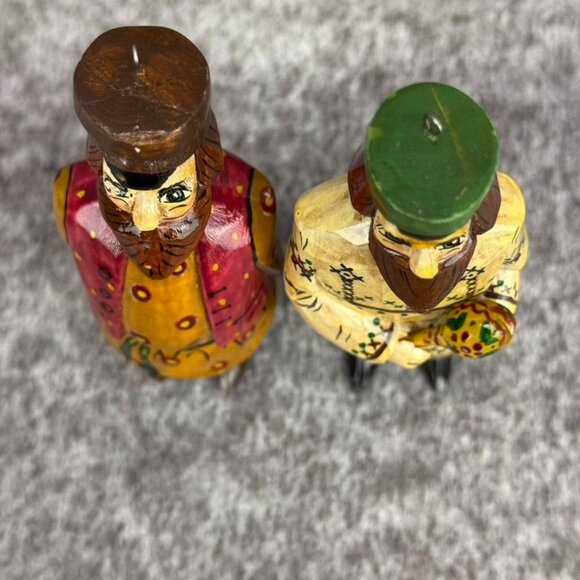 ✅2- VTG Hand-Painted Hand-Carved Russian Folk Art Wooden Christmas Ornaments - Picture 5 of 8